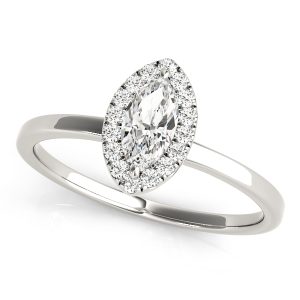14K White Gold Halo Marquise Diamond Engagement Ring