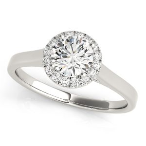 14K White Gold Halo Round Diamond Engagement Ring