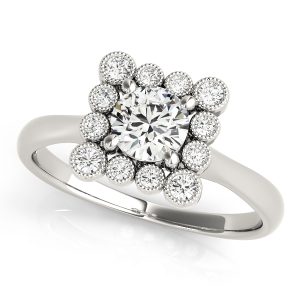 14K White Gold Round Diamond Engagement Ring