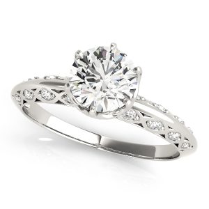 14K White Gold Solitaire Round Diamond Engagement Ring