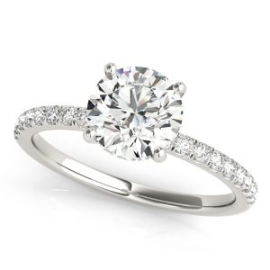 14K White Gold Hidden Halo Round Diamond Engagement Ring