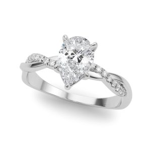 14K White Gold Pear Diamond Engagement Ring