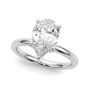 14K White Gold Pear Diamond Engagement Ring