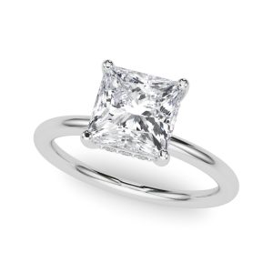 14K White Gold Hidden Halo Halo Square Diamond Engagement Ring