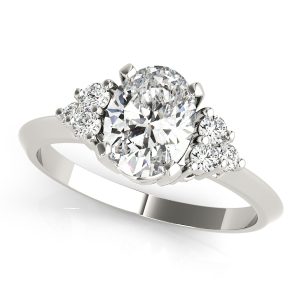 14K White Gold Solitaire Oval Diamond Engagement Ring