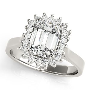 14K White Gold Emerald Diamond Ring