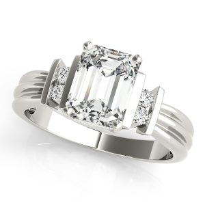 14K White Gold Emerald Diamond Ring