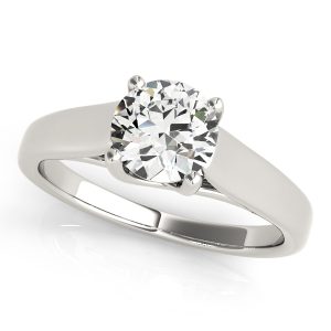 14K White Gold Solitaire Round Diamond Engagement Ring
