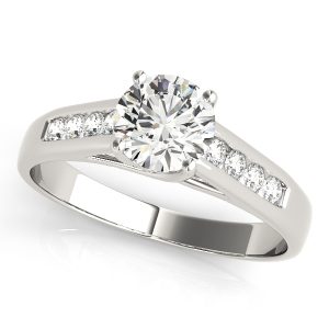 14K White Gold Single Row Round Diamond Engagement Ring