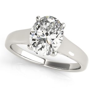 14K White Gold Solitaire Oval Diamond Engagement Ring