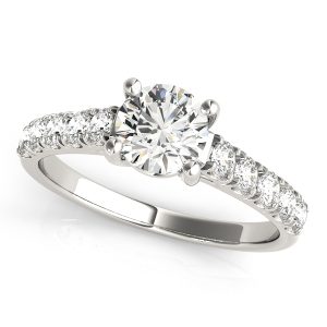 14K White Gold Single Row Round Diamond Engagement Ring