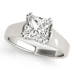 14K White Gold Square Diamond Engagement Ring
