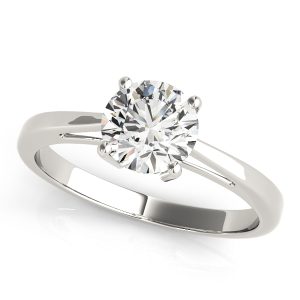 14K White Gold Solitaire Round Diamond Engagement Ring