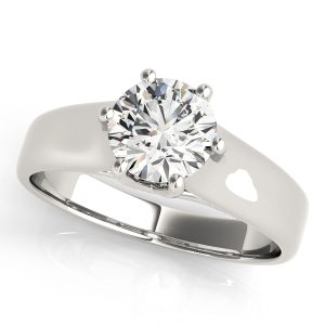 14K White Gold Round Diamond Engagement Ring
