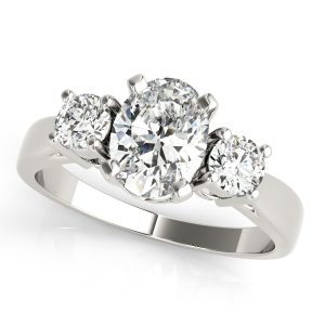 14K White Gold Oval Diamond Engagement Ring