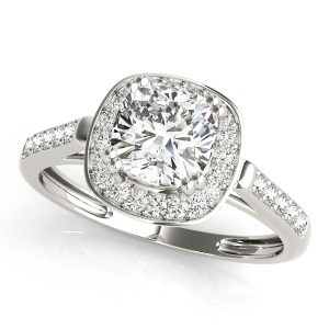 14K White Gold Cushion Diamond Ring