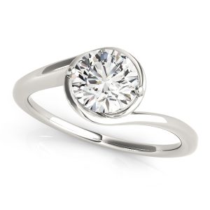 14K White Gold Solitaire Round Diamond Engagement Ring