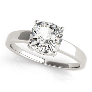 14K White Gold Solitaire Cushion Diamond Engagement Ring