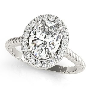 14K White Gold Oval Diamond Ring