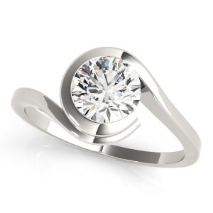 14K White Gold Solitaire Round Diamond Engagement Ring