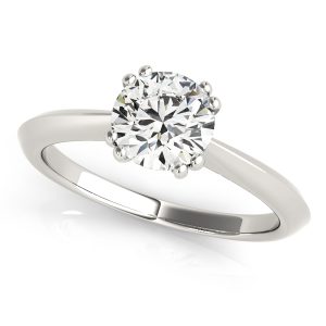 14K White Gold Solitaire Round Diamond Engagement Ring