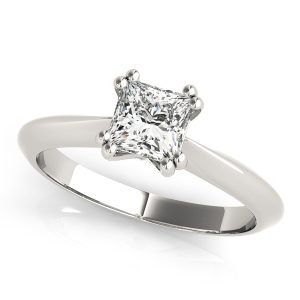 14K White Gold Square Diamond Engagement Ring