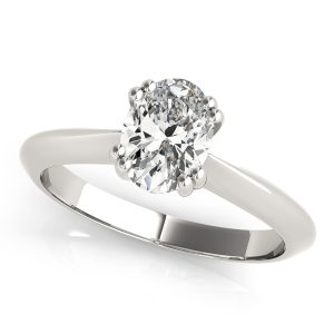 14K White Gold Oval Diamond Engagement Ring