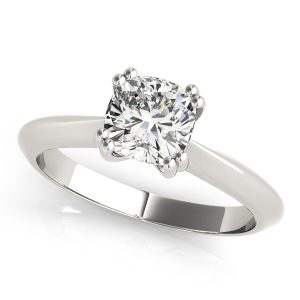 14K White Gold Cushion Diamond Engagement Ring