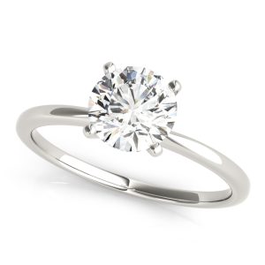 14K White Gold 4-Prong Solitaire Round Diamond Engagement Ring