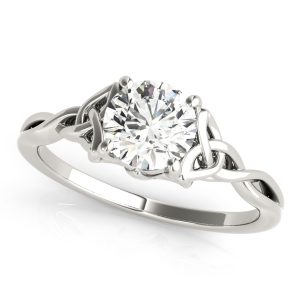 14K White Gold Solitaire Round Diamond Engagement Ring