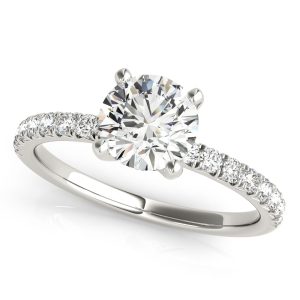 14K White Gold Accented Round Diamond Engagement Ring