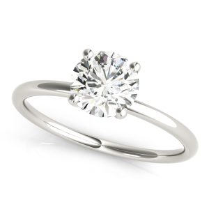 14K White Gold Solitaire Round Diamond Engagement Ring