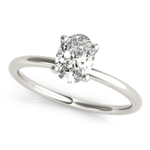 14K White Gold Solitaire Oval Diamond Engagement Ring