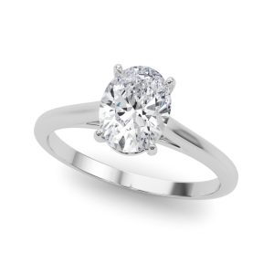 18K White Gold Solitaire Oval Diamond Engagement Ring