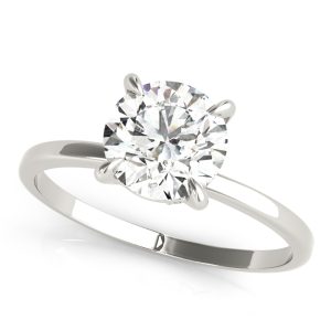 14K White Gold Solitaire Round Diamond Engagement Ring