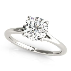14K White Gold Solitaire Round Diamond Engagement Ring
