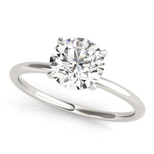 14K White Gold Hidden Halo Halo Round Diamond Engagement Ring