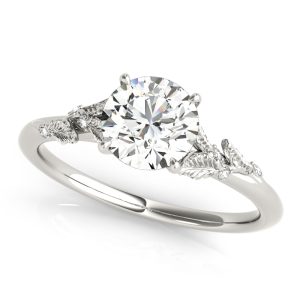 14K White Gold Nature Inspired Round Diamond Engagement Ring