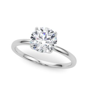 14K White Gold Solitaire Round Diamond Engagement Ring