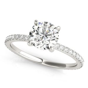 14K White Gold Hidden Halo Round Diamond Engagement Ring
