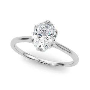 14K White Gold Tulip Solitaire Oval Diamond Engagement Ring