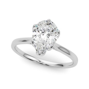 14K White Gold Solitaire Pear Diamond Engagement Ring