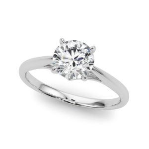 14K White Gold Solitaire Round Diamond Engagement Ring