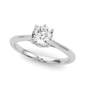 14K White Gold Solitaire Cushion Diamond Ring