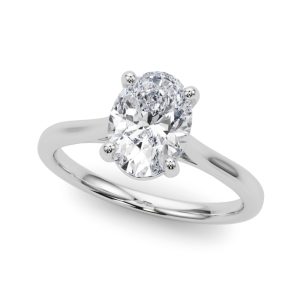 White PLATINUM Solitaire Oval Diamond Engagement Ring