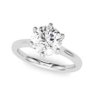 14K White Gold Solitaire Round Diamond Engagement Ring