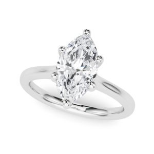 14K White Gold Solitaire Marquise Diamond Engagement Ring
