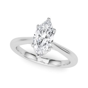18K White Gold Solitaire Marquise Diamond Engagement Ring