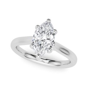 14K White Gold Solitaire Marquise Diamond Engagement Ring