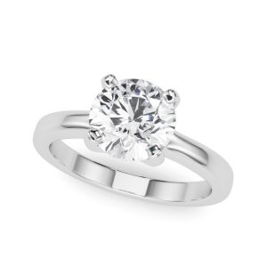 14K White Gold Solitaire Round Diamond Engagement Ring